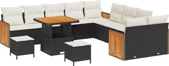 vidaXL Vidaxl - Garden Sofa Set 13 pcs Black, Cream 80 x 80 x 71 cm Poly Rattan