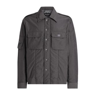 Dolce & Gabbana Grijze Parka met Rubberen Plaque - Heren - Zomerjassen - Zwart - M - Jassen