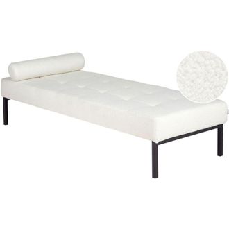 Beliani Elegante Chaise Longue Soggiorno Camera da letto Gambe in metallo Boucle Bianco Chinon