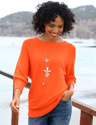 Heine Strickpullover HEINE Pullover, Damen, Gr. 34, orange, 80% Viskose, 20% Polyamid, unifarben, Pullover Strickpullover