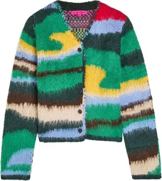 The Elder Statesman Cardigan con scollo a V - Verde
