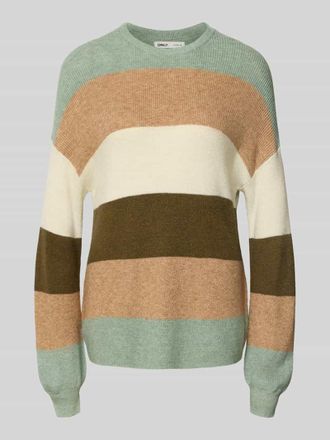 Only Loose Fit Strickpullover aus Viskose-Mix Modell ATIA in Schilf Melange, Gr&ouml;&szlig;e XS