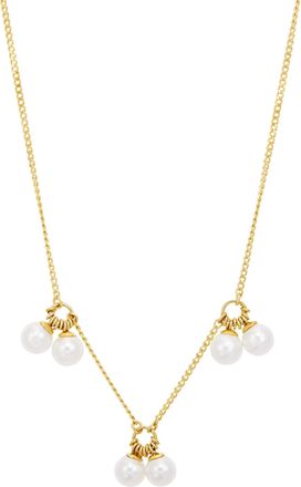 Savvy Cie Jewels GOLD PLATED CLUSTER STATION PEARLS NECKLACE