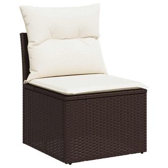 vidaXL Silla De Jard&iacute;n Sin Reposabrazos Con Cojines Rat&aacute;n Pe Marr&oacute;n Vidaxl