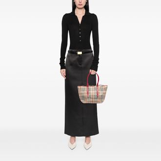 Burberry Tweeded Salisbury Tote van gevetterde canvas met klein Haymarket-ruitpatroon, tweedehands