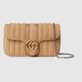 Gucci Jetset GG Marmont Small Shoulder Bag, Beige, Suede