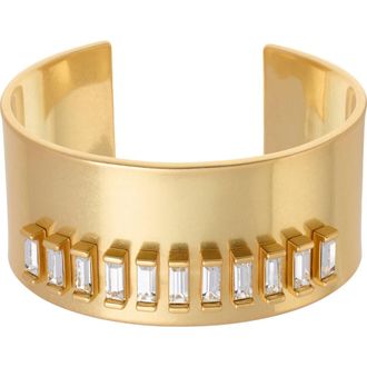 Reiss Lyra Linear Crystal Cuff Bracelet in Gold Tone /Clear Crystal at Nordstrom