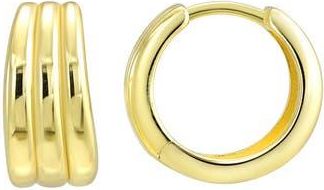 Candela Jewelry Ribbed Huggie Hoop Earrings in Gold at Nordstrom Rack