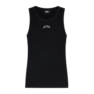 GCDS Gcds, Tops, Dames, Zwart, 2Xl, Katoen, Logo Lounge Tank Top