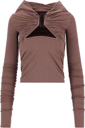 Rick Owens Jersey LS Prong - Dames - Longsleeves - Bruin - M - Tops