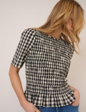 Nobody's Child Gingham Shirred Top