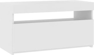 vidaXL Mueble De Tv Con Luces Led Blanco Brillante 75x35x40 Cm Vidaxl