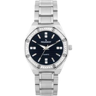 Peugeot Hexagonal crystal bezel bracelet watch- 32MM in Black at Nordstrom