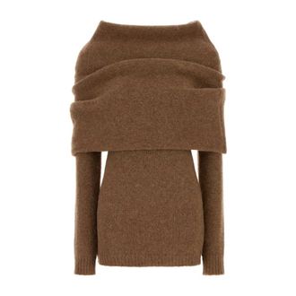 Entire studios Knitted Dresses, female, Brown, Size: XS/S Biscuit Wool Blend Sweater