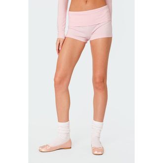 Edikted Meg Foldover Shorts in Pink at Nordstrom, Size X-Large