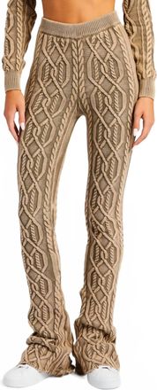 SER.O.YA Cayenne Cable Knit Flare Pants In Washed Tan