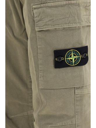 Stone Island Mens Cargo Pants Military Green Cotton Trousers