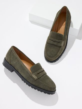 Talbots Cassidy Suede Loafers - Deep Olive Green - 10 1/2 M Talbots