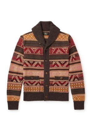 Ralph Lauren Shawl-Collar Wool, Linen and Silk-Blend Jacquard Cardigan