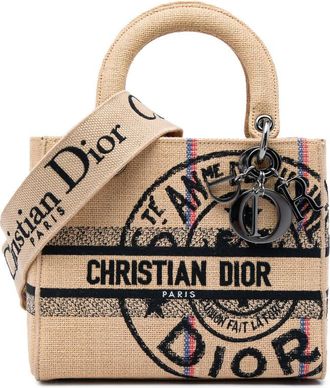 Dior Pre-owned Dior Medium Jute Embroidered Lady D Lite Satchel Ladies POLINUTFWXSCIPJ3