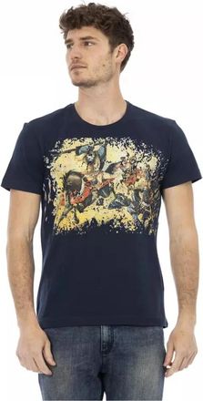 Trussardi Blauw Katoenen T-Shirt met Voorprint - Heren - T-shirts - Blauw - 2XL - Katoen - Tops