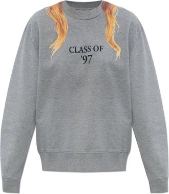 Maison Margiela Bedrukte Sweatshirt - Dames - Sweatshirts - Grijs - XS - Katoen - Hoodies & sweatvesten
