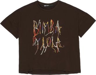 Bimba & Lola T-shirt met geborduurd logo - Bruin
