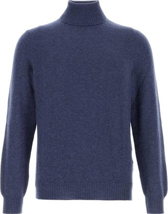 Fedeli Navy Blue Solid Sweaters