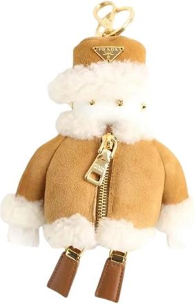 Prada Pre-owned Accessories, female, Beige, Size: ONE SIZE Pre-owned Charm Soft Robot Key Holder