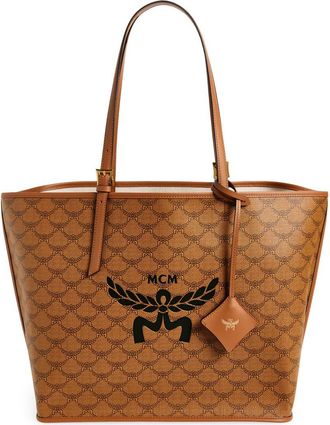 MCM Himmel Lauretos Coated Canvas Shopper Bag in Cognac at Nordstrom