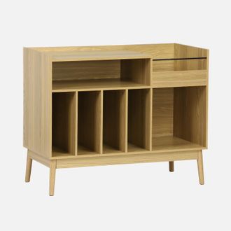 Sweeek Mueble Vinilo Vintage Con Decoraci&oacute;n Madera, 100cm, Dune, Natural, 100x48x81.5 Cm