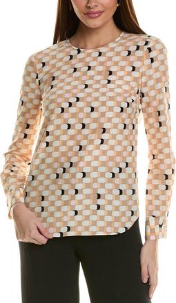 St. John Geo Print Silk-Blend Top
