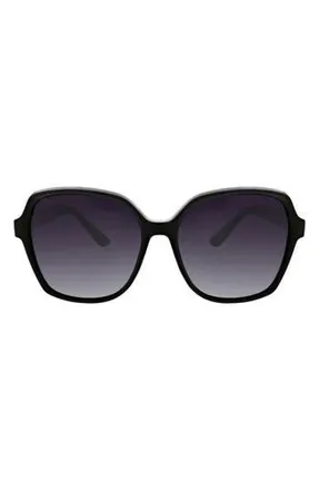 Oscar De La Renta Angled Modern 58mm Square Polarized Sunglasses in Black at Nordstrom Rack