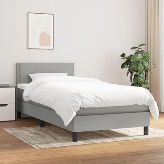 vidaXL Cama Box Spring Con Colch&oacute;n Tela Gris Claro 90x190 Cm Vidaxl