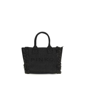 Pinko Zwarte Raffia Schoudertas