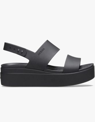 Crocs Womens Crocs 206453-060 BROOKLYN LOW WEDGE Womens Sandals Black - Size: 3