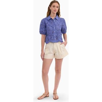 Rebecca Taylor Brielle Poplin Eyelet Shirt in Lavender Bloom at Nordstrom, Size X-Small