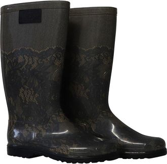 Valentino Womens Rubber Lace-Printed Rain Boot (Authentic Pre-Loved)