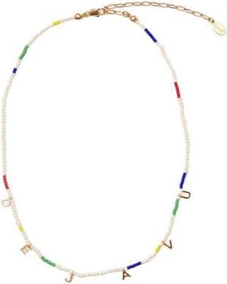 Clare Vivier D&eacute;j&agrave; Vu Beaded Charm Necklace in Cream at Nordstrom Rack