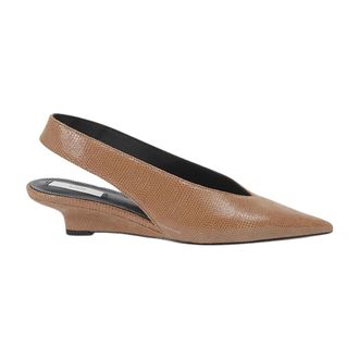 Toteme Schoenen, Dames, Beige, 40 EU, Leer, Stiletto Slingbacks met Hagedisreli&euml;f