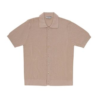 Circolo 1901 Knitted Short Sleeve Linen and Cotton Shirt - male - Circolo 1901 - Short Sleeve Shirts - Beige - 2XL - Shirts