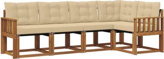 vidaXL Conjunto De Sof&aacute;s De Exterior 5 Uds. Natural Y Beige Vidaxl