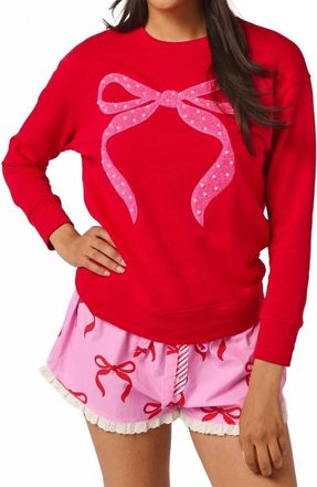 Shiraleah Pearl Bow Classic Sweatshirt In Red