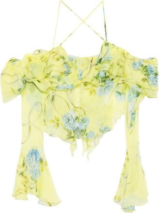 Blumarine Blusa a fiori con ruches - Giallo