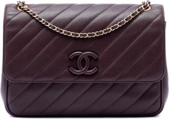 Chanel Pre-owned Flap Bag - Dames - Vintage Schoudertas - Paars - ONE Size - Leer - Vintage