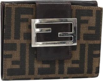 Fendi Pre-owned Wallets, female, Brown, Size: ONE SIZE Pre-owned Vintage Canvas Wallet