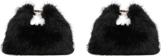 Generic Women Faux Fur Fluffy Shoulder Bag Soft Plush Handbag for Travel Party (Black)