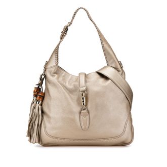 Gucci Gucci Leren Hobo Tas met Bamboe
