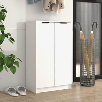 Berkfield Home Shoe Cabinet White 59x35x100 cm Engineered Wood | Size: 59 x 35 x 100 cm