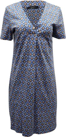 Max Mara Weekend Patterned Summer Shift Dress in Blue Print Viscose
